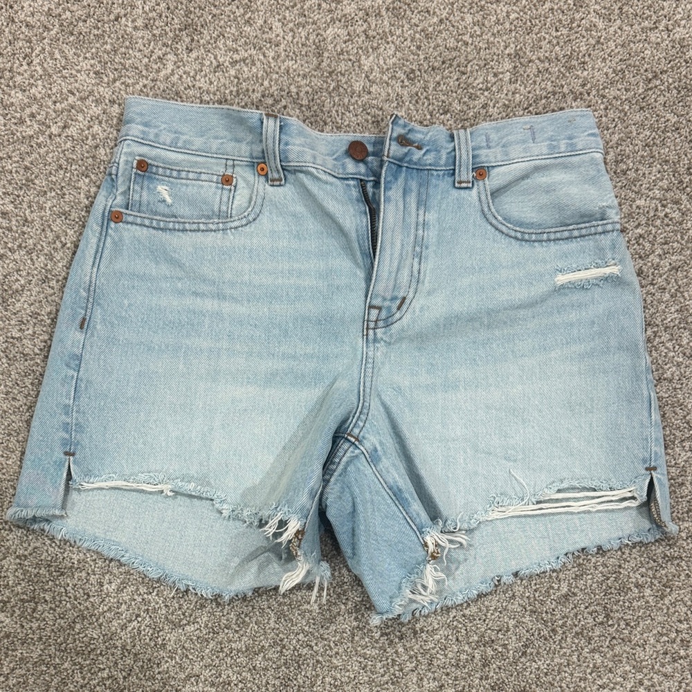 Madewell Light Blue Ripped Jean Shorts
